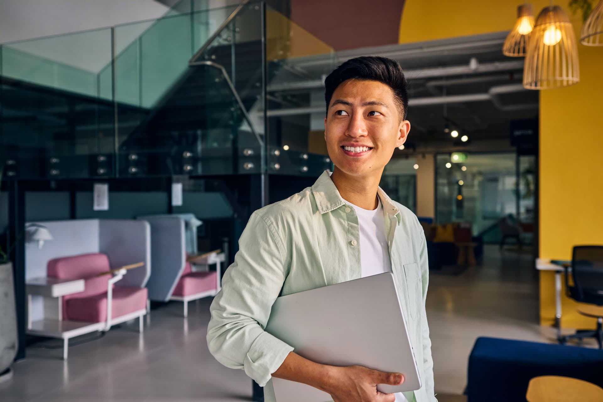 Professional working in a modern technology office environment, representing SkillBridge pathways into civilian tech careers.