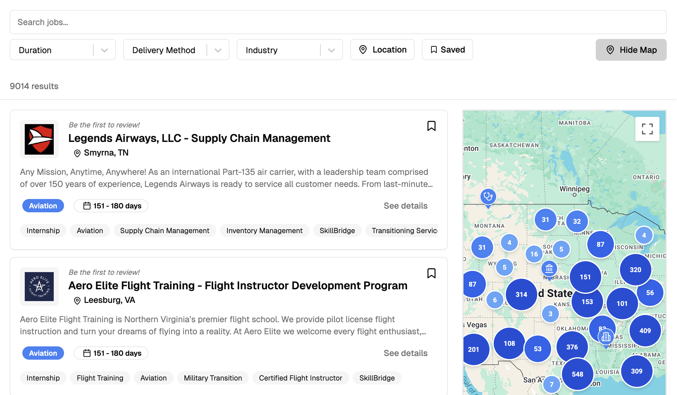 Talent matching interface showing military experience matching
